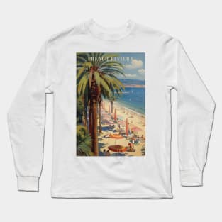 French Riviera, Vintage Travel Poster Long Sleeve T-Shirt